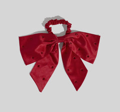 Satin & Rhinestone Bow Scrunchie