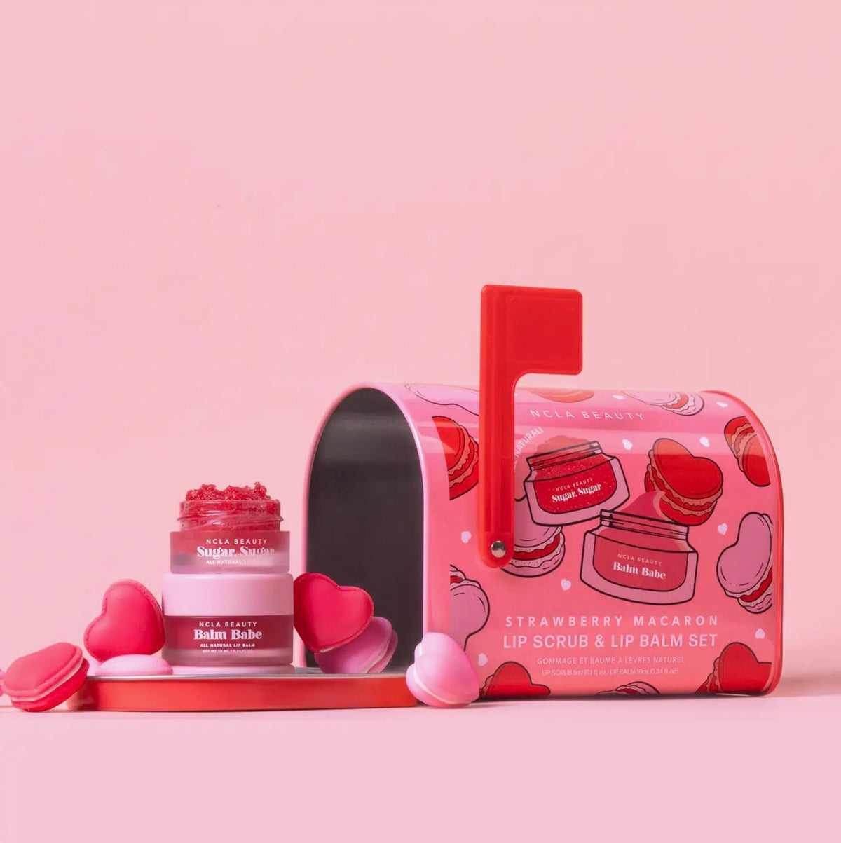 Strawberry Macaron Lip Scrub & Lip Balm Set