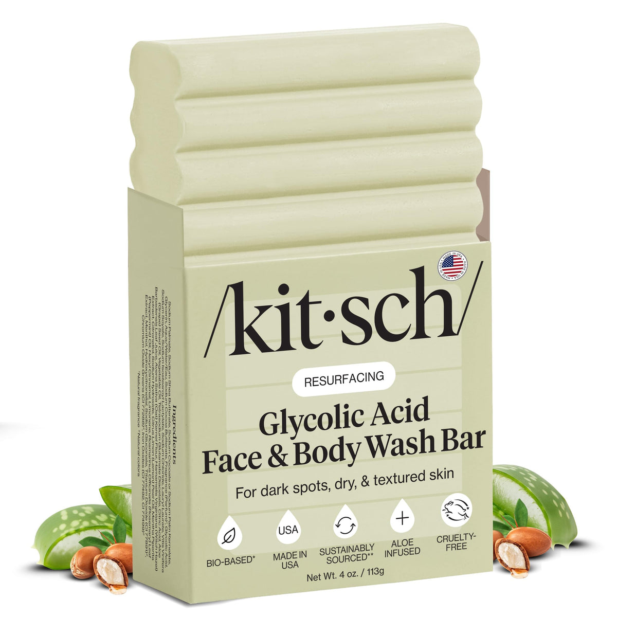 Glycolic acid face & body wash bar